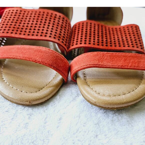 🦃 Isaac Mizrahi Highline United Dance Coral Ankle Strap Sandal Leather 6.5 - Picture 7 of 11